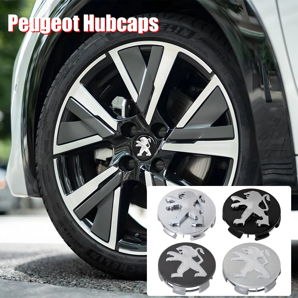 60mm Car Wheel Center Hub Caps Badge Covers Decor Accessories Tools For Peugeot 206 207 208 306 307 308 406 407 408 508 2008 4cs