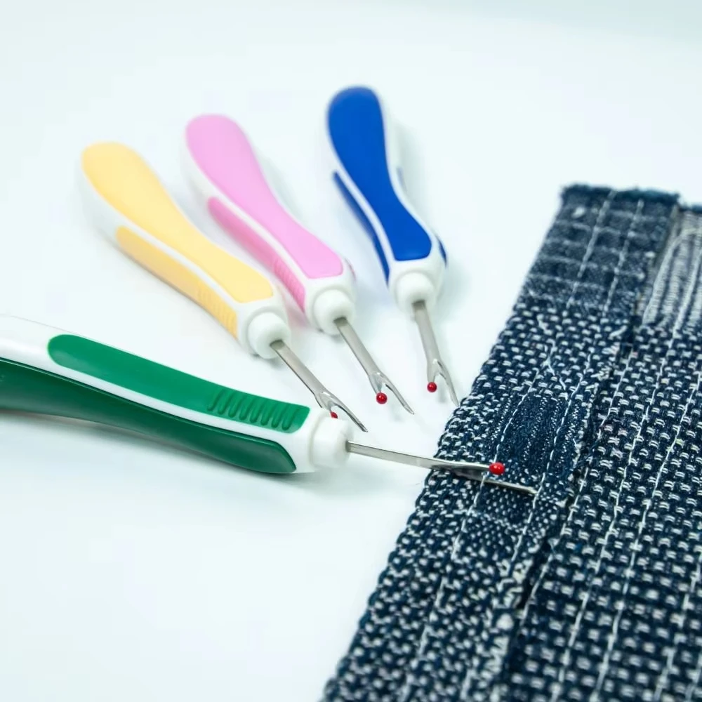 실리콘 손잡이가있는 1pc 스레드 Unpicker 바느질 스티치 리무버 DIY 바느질 액세서리 용 바느질 바느질 솔기 리퍼 ?