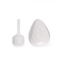Leeseph Ceramic Coffee Dosing Cup and Spoon Set - Premium Espresso and Tea Brewing Accessories (White Set of 2)