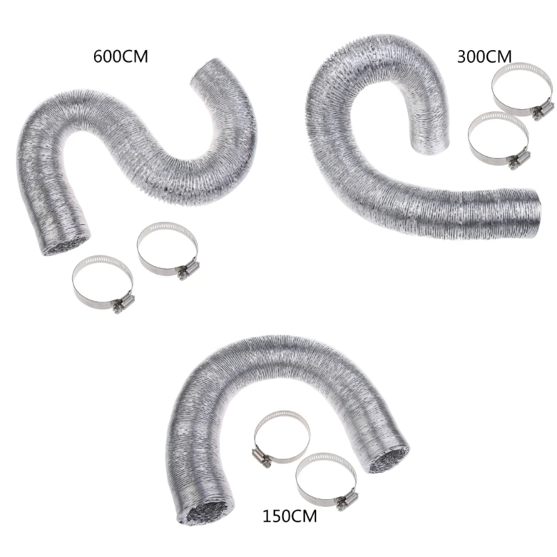 

Flexible Dryer Vent Hose Aluminum Air Ducting with 2Screw Clamps 250MMWG Working Pressure 1.5m/3m/6m Dropship