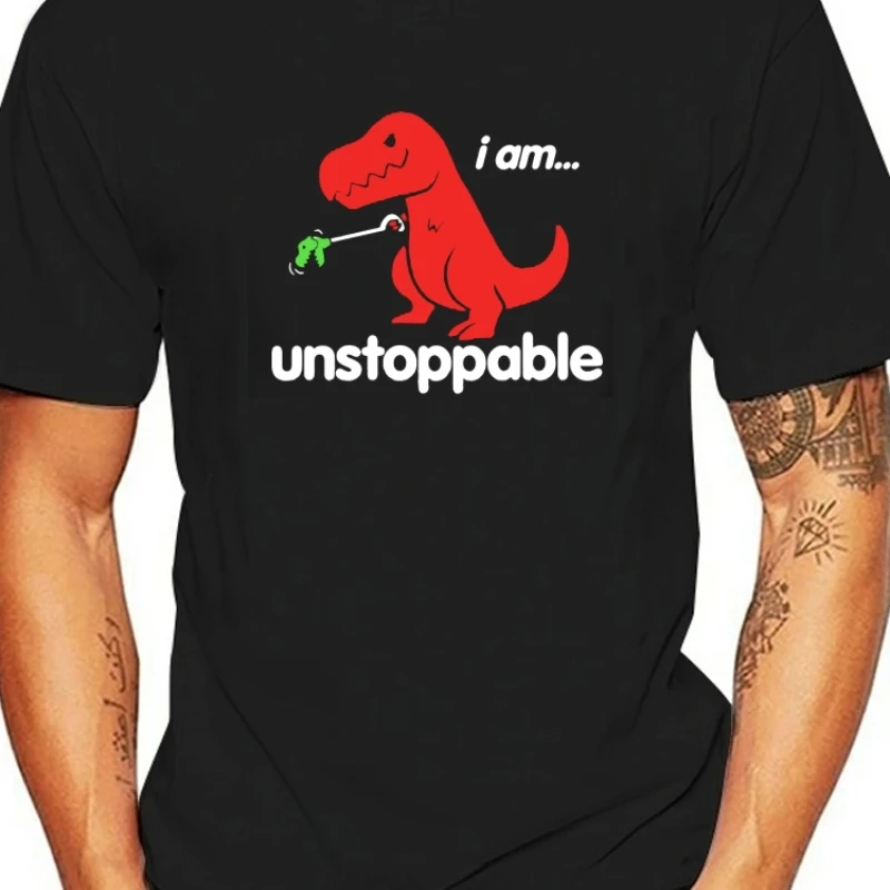 

I Am Unstoppable T Rex Graphic T Shirts Funny Dinosaur Printed Clothing Men Summer Casual T-Shirt Hipster Streetwear