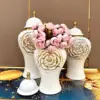 Gold Rose Relief General Can Ginger Jar Porcelain Storage Tank Flower Vase Desktop Storage Organization Home Decoration 3