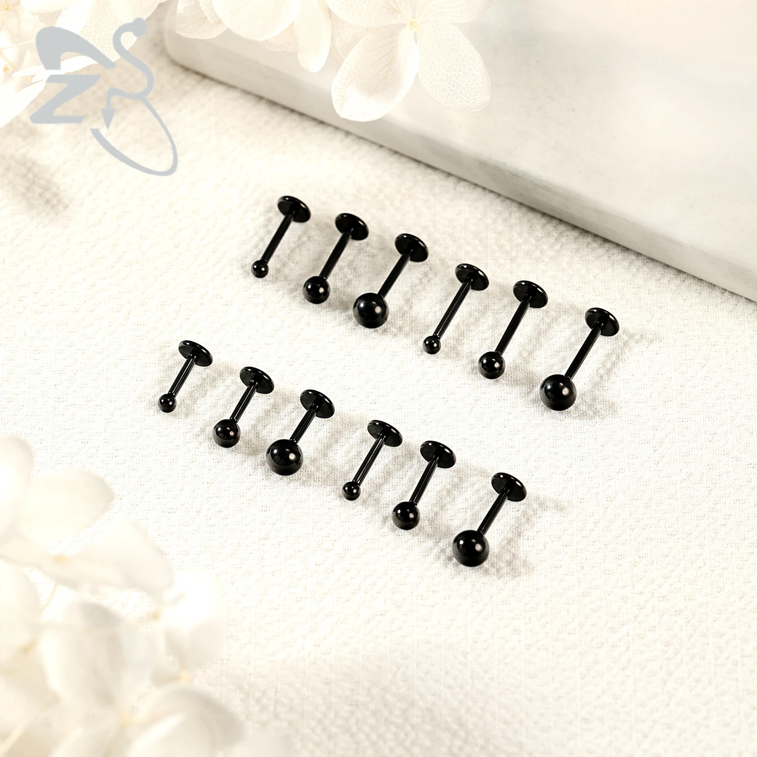 ZS 1PC 18G/20G 실버 컬러 립 스터드 스테인레스 스틸 립 피어싱 여성용 골드 컬러 귀걸이 5mm/6mm/7mm/8mm 바디 쥬얼리