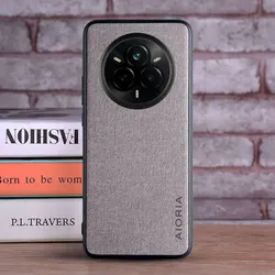 Luxury Textile Leather Soft Phone Case Cover for Realme 13 (Light Gray)