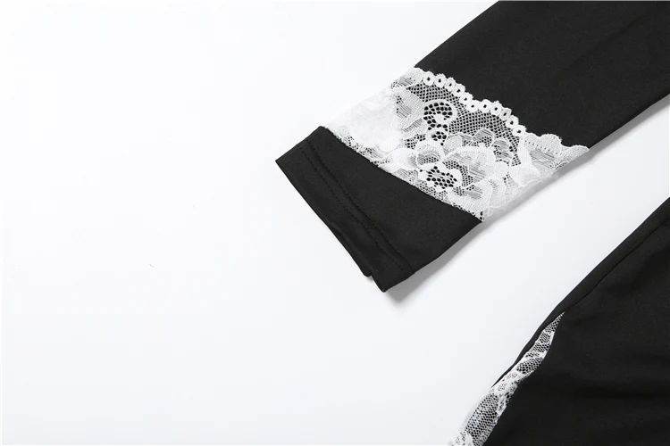 SIsterlinda Jacquard-Patchwork-Kleid für Damen, schick, hohl, volle Ärmel, O-Ausschnitt, Stretch, Skinny, sexy, Bankett, Party, Club, Vestidos – Detail 8