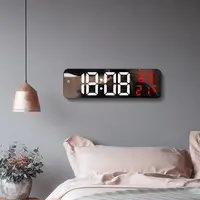 YOUZI LED Digital Wall Clock Large Screen Wall-mounted Time Temperature Humidity Display Electronic Alarm Clock 1