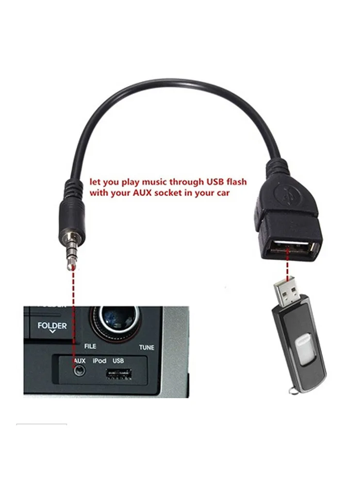 3.5mm Car AUX Audio Cable To USB Audio Cable Car Electronics Play Music USB Headphone Converter