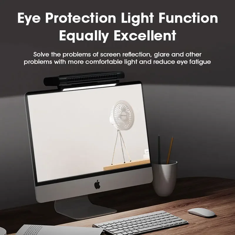 2 in 1 Desktop Fan Computer Screen Fan USB Rechargeable with Night Light Bladeless Clip Tower Fan Desk Screen Fan Home Office