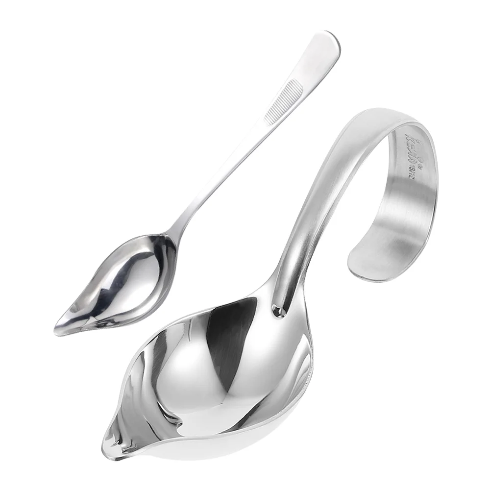

2 Pcs Sauce Spoon Flatware Kitchen Supply Tableware Seasoning Scoop Stainless Steel Precision Drawing