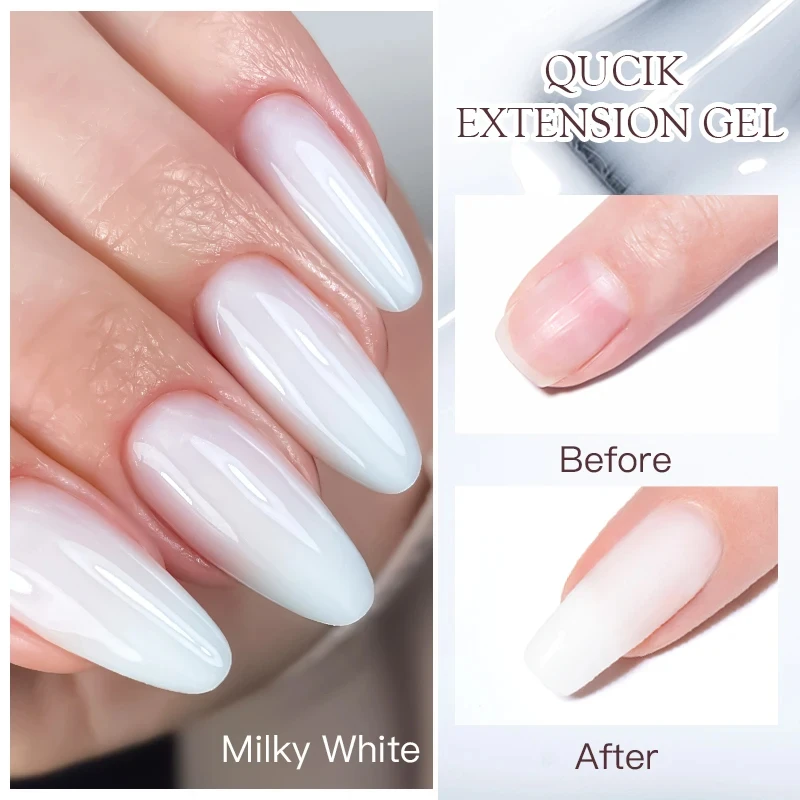 MEET ACROSS 2/4pcs Milk white Extension Nail Gel Set Baby Boomer Quick Building Nail Gel Polish Soak Off UV Nail Art Tools Kits 4