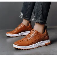 New Men's Leather Casual Shoes Breathable Sports Thick Soled British Style Formal Slip-on Shoe Туфли мужские 2