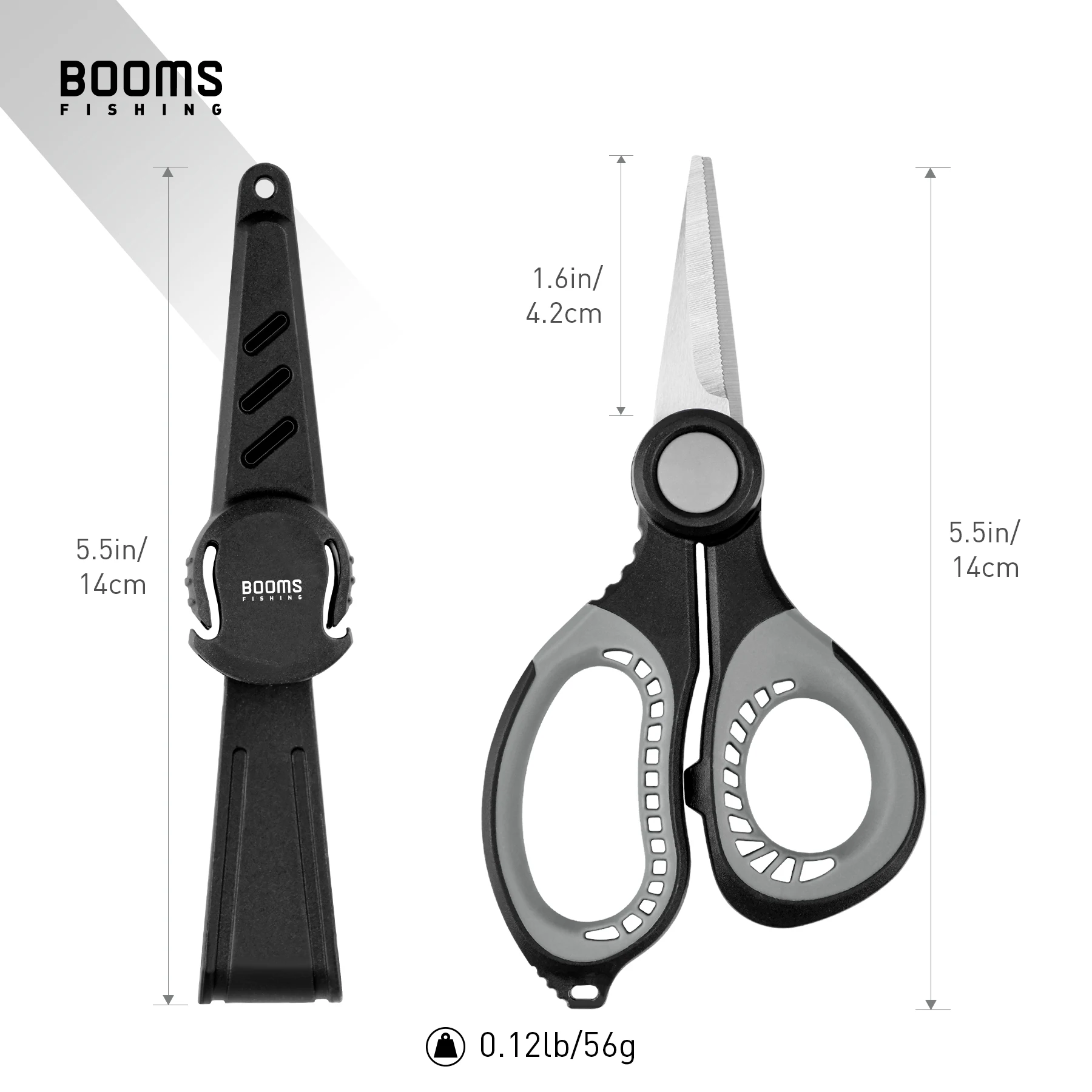 Booms Fishing S06 Braid Line Scissors Fishing Scissors Fishing Tools Fishing Tool Fishing Tackle Fishing Accessories Stainless Steel Anti-Slip Handle with Sheath Sharp Wire Cutter Sea Fishing Pliers Tools