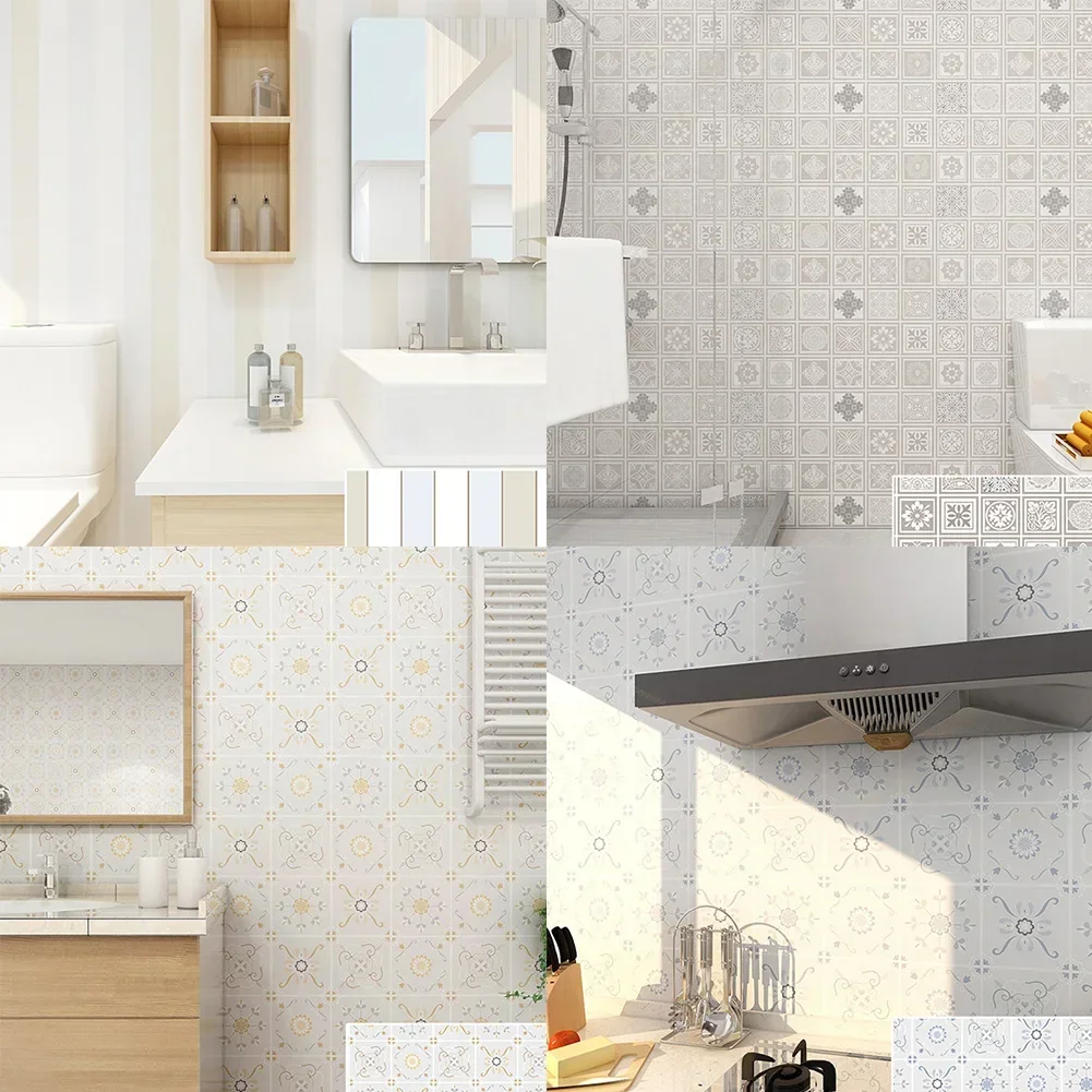 Oil Proof Kitchen Furnitur Sticker Self Adhesive PVC Bathroom Tile Wall Stickers Waterproof Cabinet PVC Wall-paper