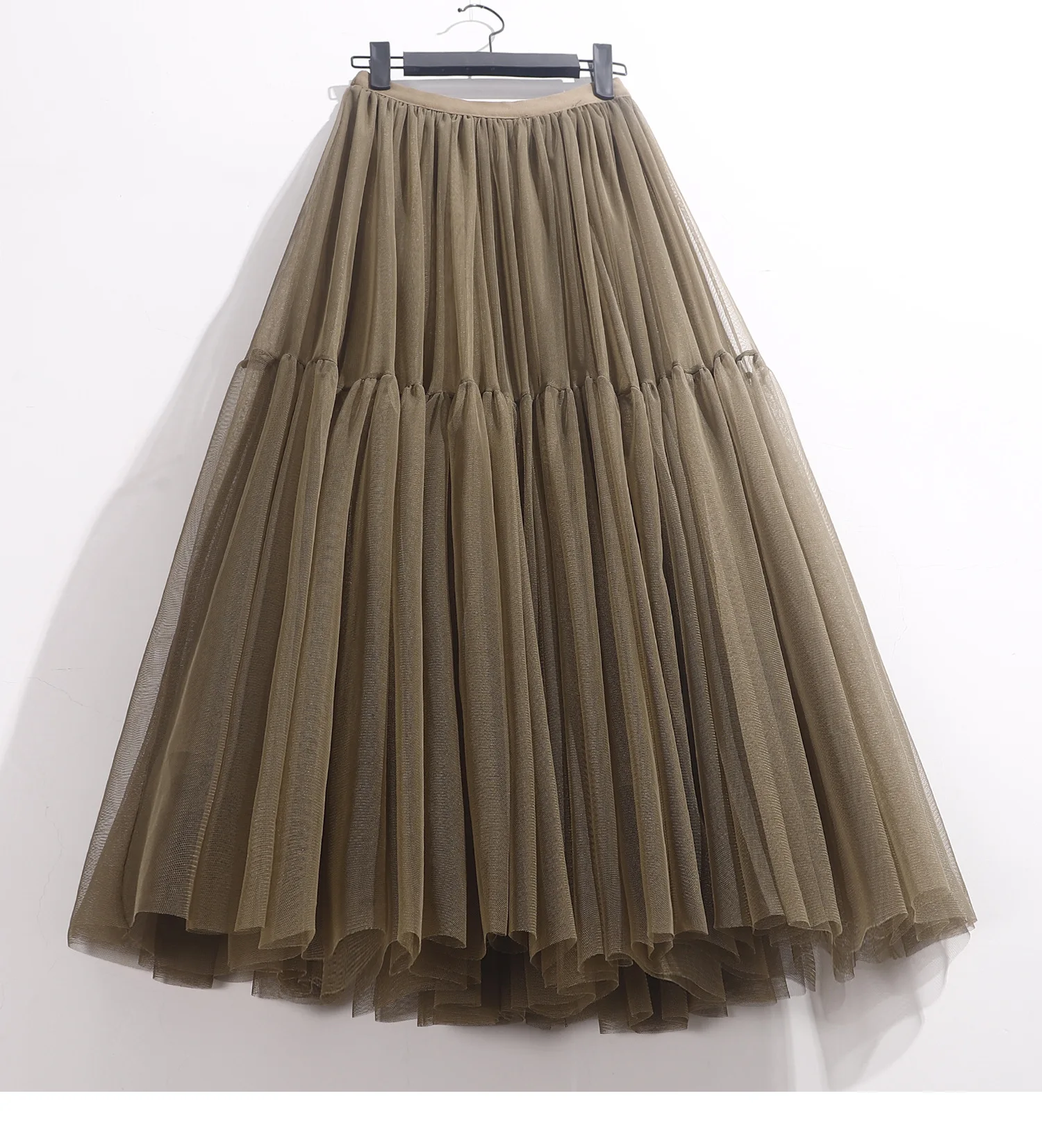 tulle skirt Ruffles Tutu Pleated Skirt Women High Waist Big Swing Vintage Tulle Skirt Korean Black Green Mesh Long Skirt Clothing Streetwear sequin skirt