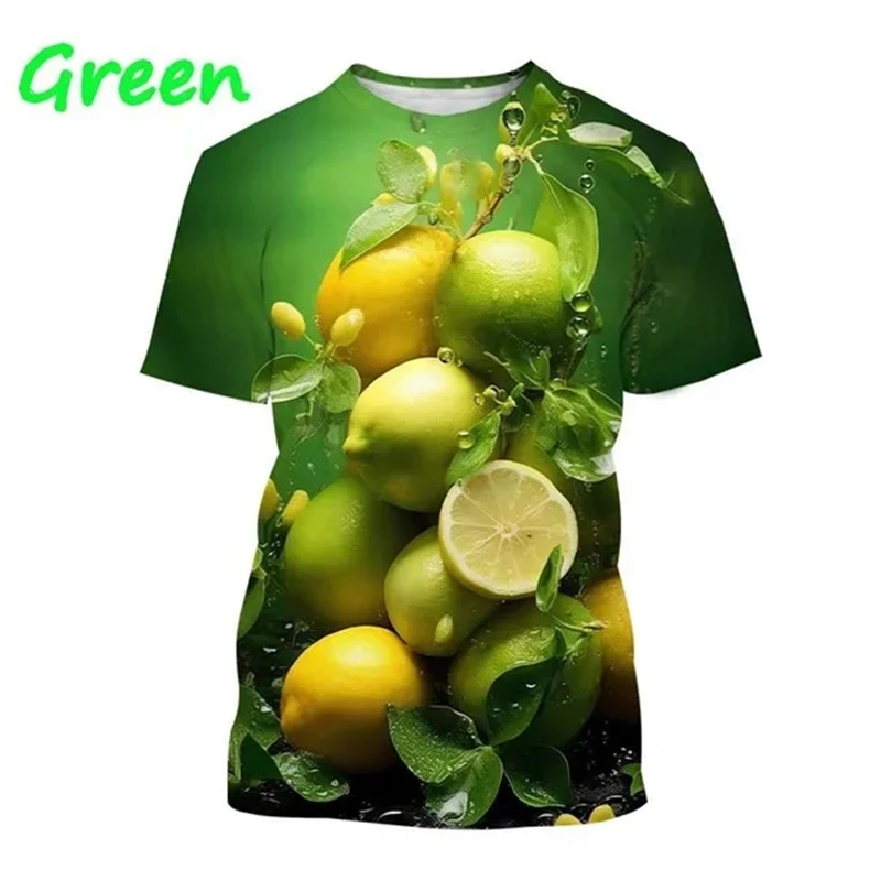 

New Men's Lemon Orange Pattern 3D Printing T-Shirt Summer Fruit Hip Hop Harajuku Short Sleeve Sunshine Fashion High Quality Top