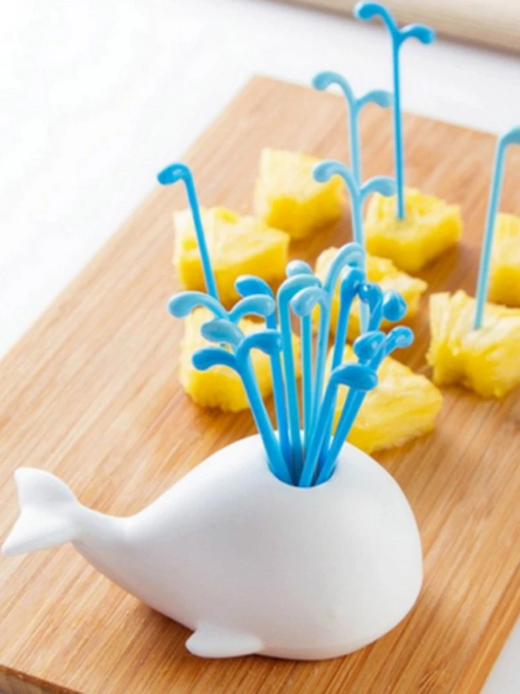 

1 /2 Set Beluga White Whale Fruit Fork Creative Dessert Salad Sticks Food Picks Cocktail Toothpick Skewer Home Party Acceoosries