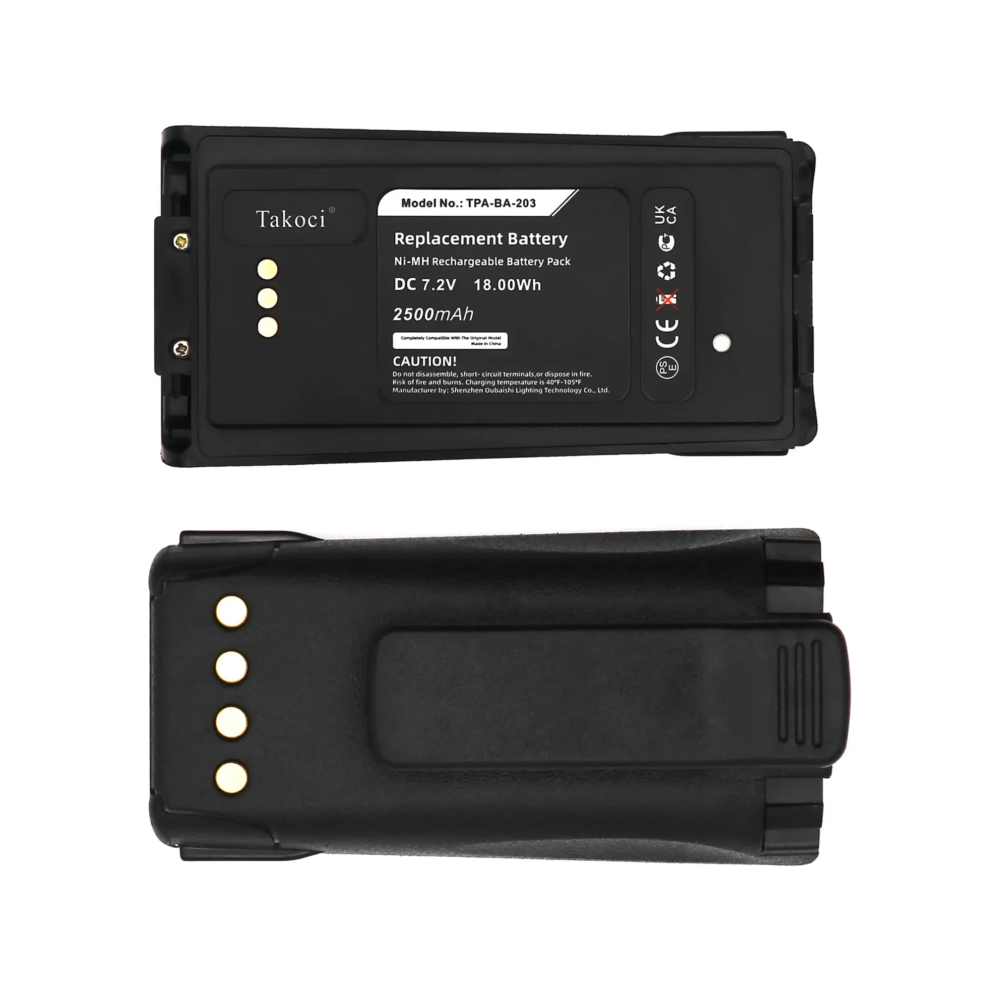 

Replacement Battery for Tait TP9100, TP9135, TP9140, TP9155, TP9160 TPA-BA-201, TPA-BA-203, TPA-BA-206 7.2V/2500mAh