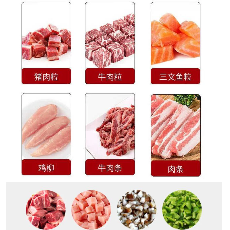 500-800KG/H Industrial Fresh Meat Chicken Cube Dicer Cutting Machine Beef Pork Cube Dicer Strip Cutter 6