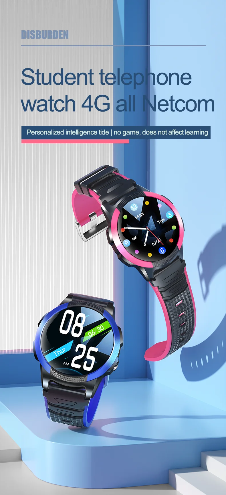 Smart Watch Kids 4G GPS WIFI Tracker Video Call SOS with Vibration Mute Mode Children's Smartwatch Baby for Android Ios Phone