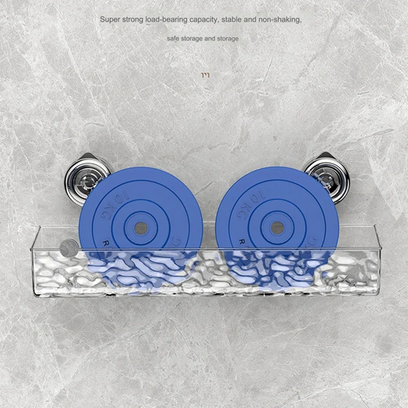 No-Drill, Light Luxury Style Glacier Pattern Suction Cup Shelf,Bathroom Shower Organizer Easy Install Transparent Fan Style