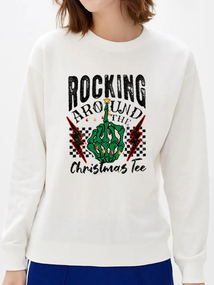 

Winter Merry Christmas Snowman Women Sweatshirts O-Neck Long Sleeve Hoodies Korean Women Loose Pullover Femme Graphic Sweatshirt