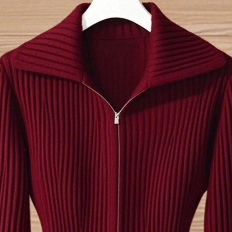 Women's Knit Cardigan New Autumn Winter Fashion Elegant Unique Chic Small Design Open Front Fall Tops - 4