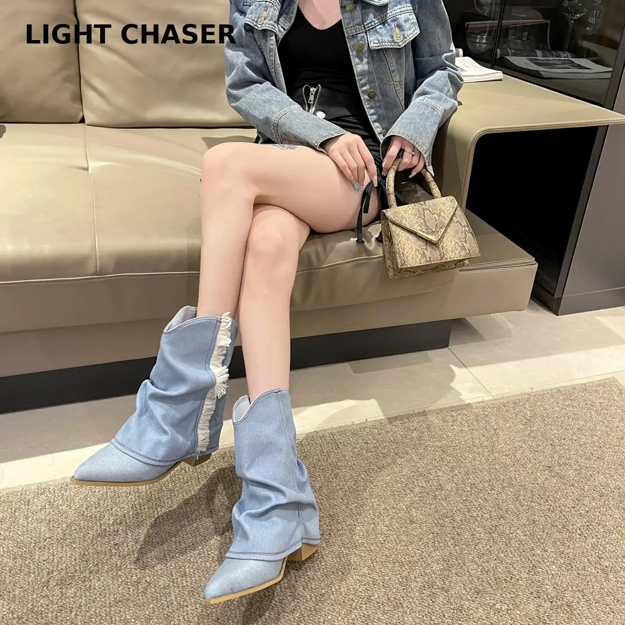 2023 Short Ankle Boots for Autumn for Footwear Womens Pumps Cowboy Female Heels Pointed Toe Modern Shoes Ladies Western Boots