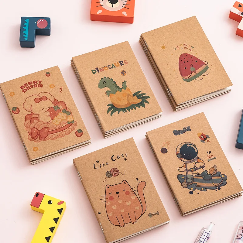 10er-Pack Mini-Retro-Notizbücher aus Kraftpapier, 16 Blatt, Weltraum-Cartoon-Frucht, Taschentagebücher für Studenten, Reisende, niedliche Schulbedarf – Detail 3