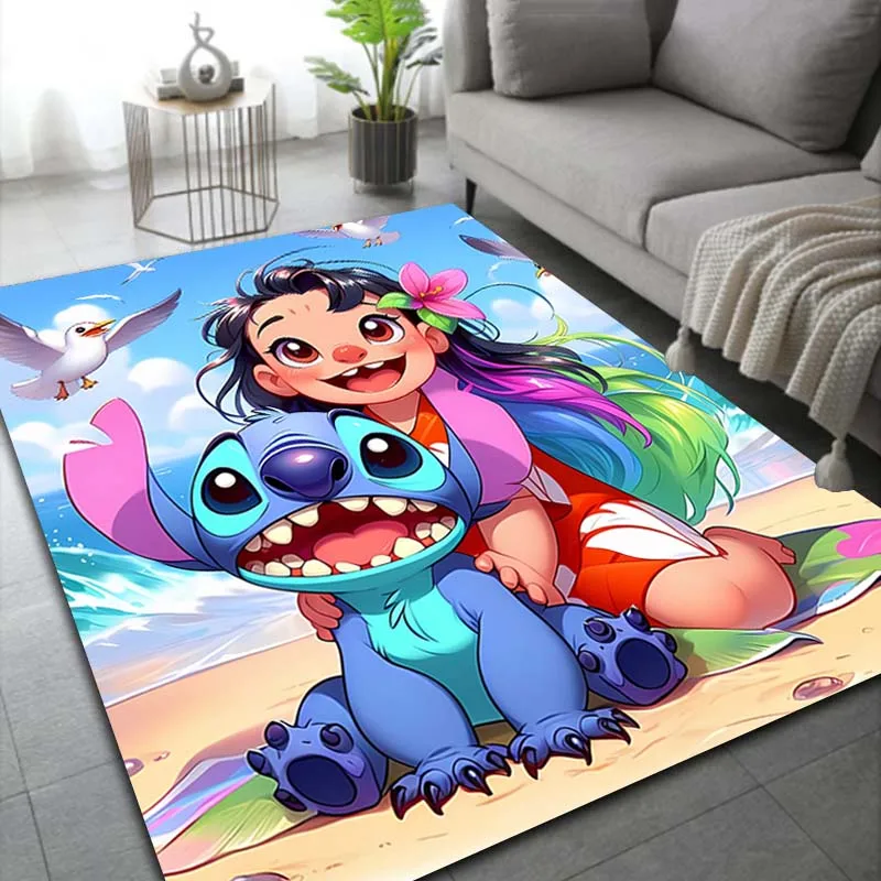 Description Picture 2 of itemLilo & Stitch Angel Rug Carpet for Living Room Children Girl Baby Bedroom Mat Sofa Floor Rug Home Decor Anti Slip Mat Fans Gift