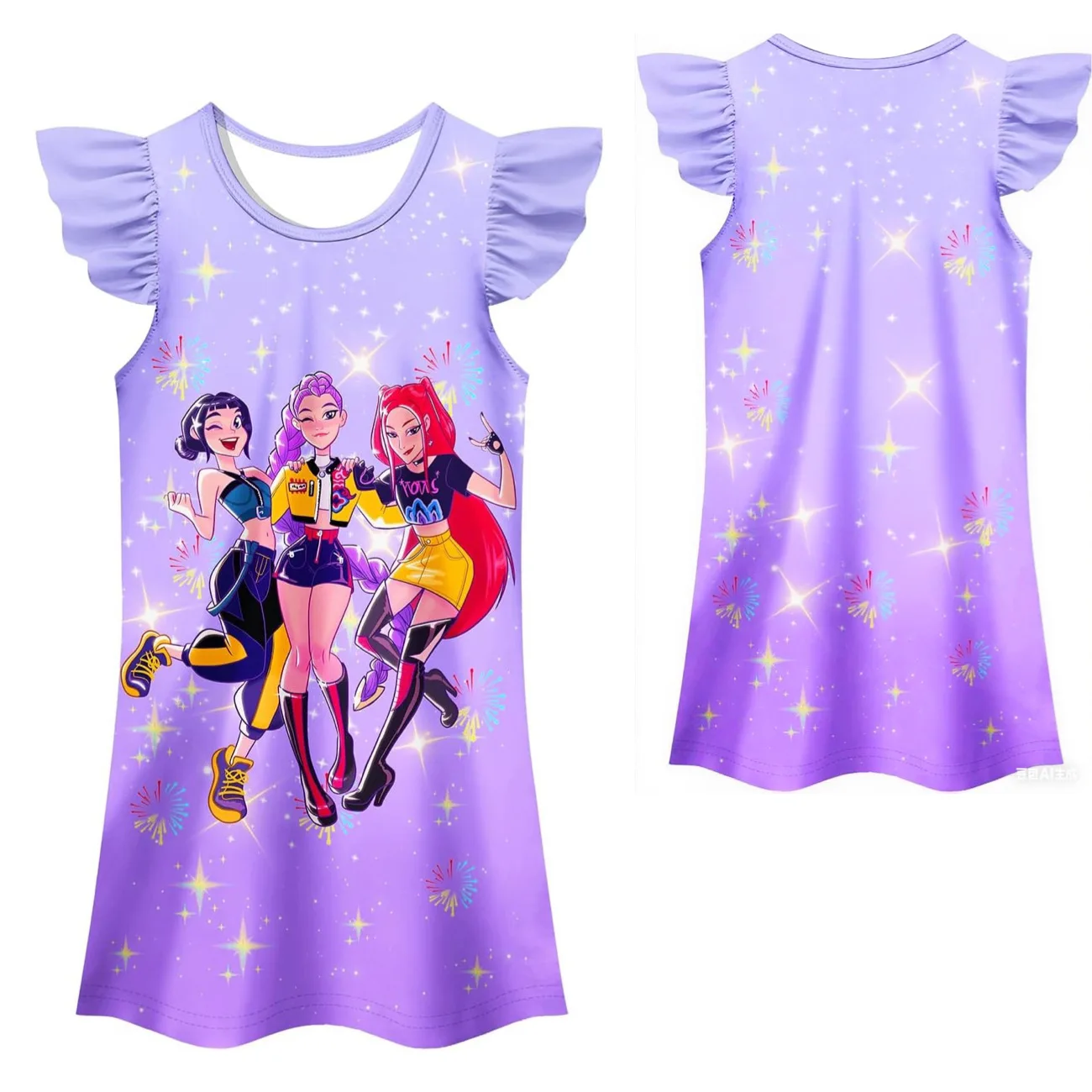 فستان نوم للفتيات كارتوني للأطفال فستان Kpop شيطان الصيادين للفتيات الصغيرات فساتين نوم صيفية لحفلات الكرنفال