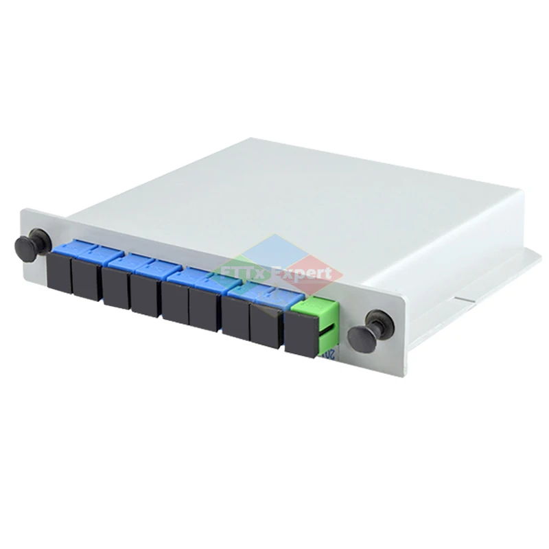 10Pcs/Pack SC APC PLC 1X8 Splitter Fiber Optical Box FTTH PLC Splitter Box with 1X8 Planar Waveguide Type Optical Splitter 