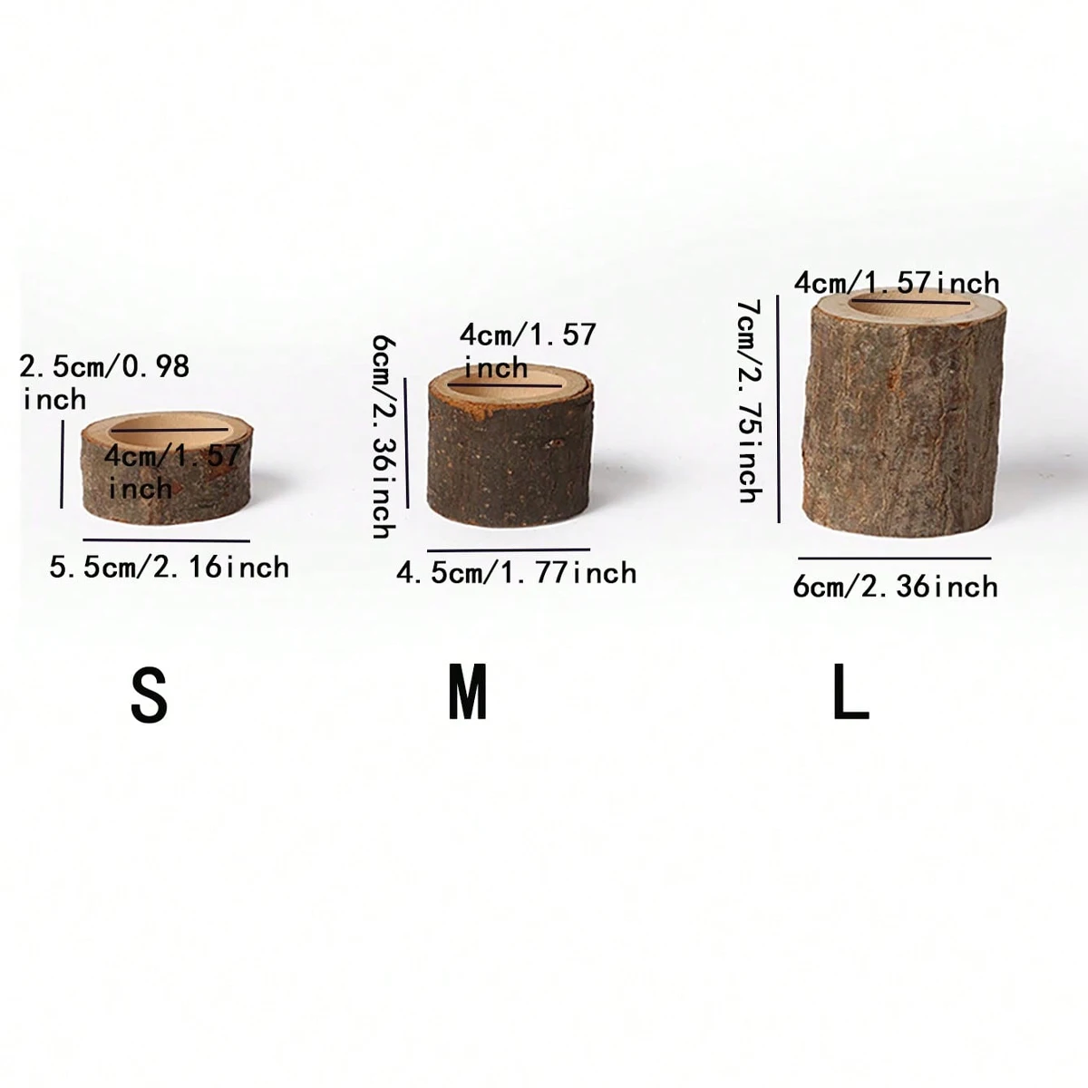 Wooden lamp holders of different sizes, for wedding, home