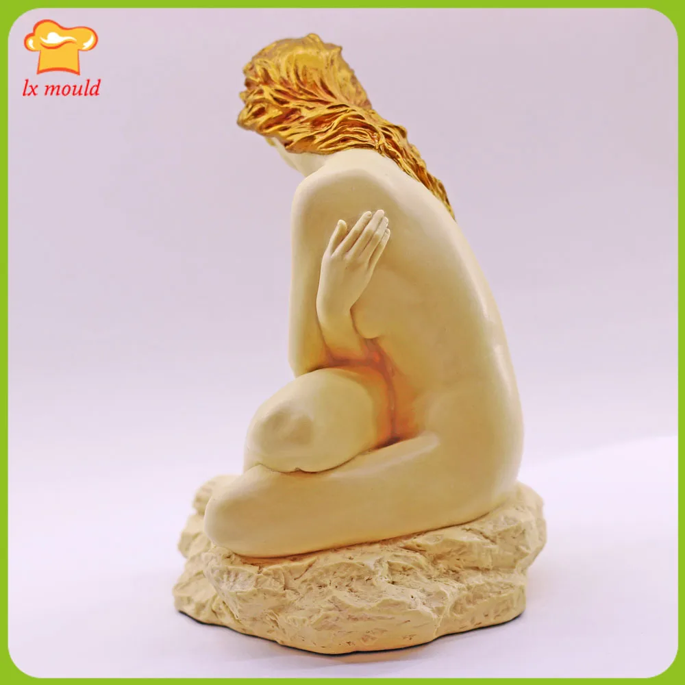 3D 돌 소녀 실리콘 캔들 몰드 레진 DIY 공예 수제 점토 몸 캔들 제작 몰드