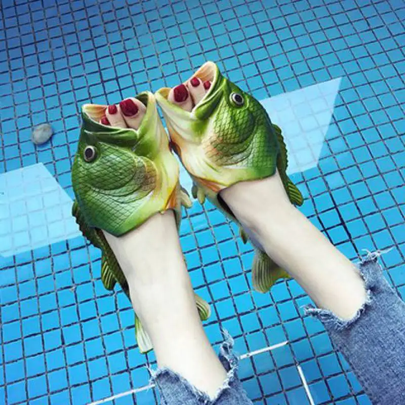 

Summer Men Slippers - A Personalized and Creative Fish Head Slipper - Student Couple Character Slipper for Women Luxury Sandals
