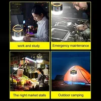 1-2 pièces lampe de Camping solaire IPX5 étanche lumière extérieure télécommande batterie externe LED lampe de tente Portable équipement de Camping Durable 6