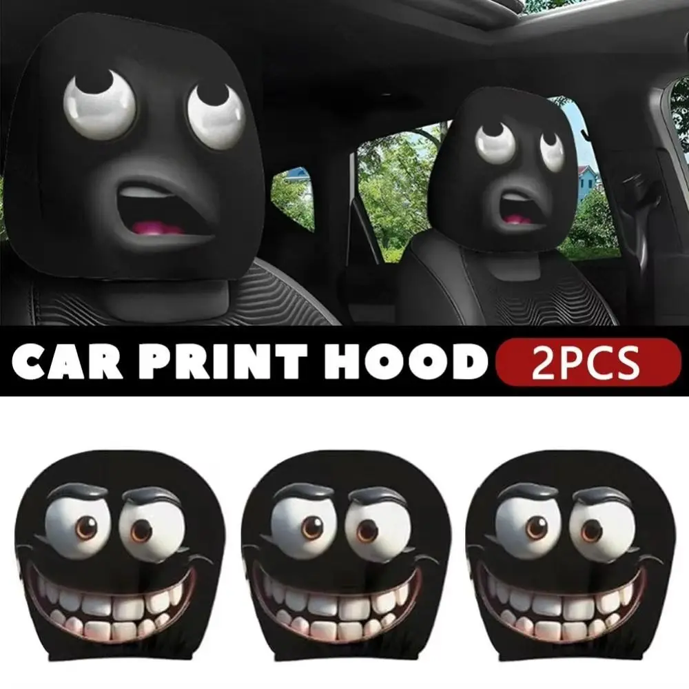 2Pcs Universal Car Seat Cover Breathable Santa Claus Car Headrest Cover Dust-proof Elastic Car Seat Headrest