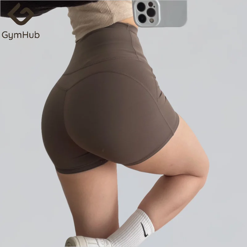 GymHUB High-Waisted Yoga Shorts Jumping Exercise Three-Quarter Pants Tummy-Tucking Fitness Pants Summer Free Underwear sports shorts running shorts yoga shorts workout shorts seamless shorts