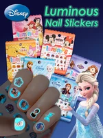 Disney Girls and Children's Nightglow Nail Stickers Ice and Snow Romance Princess Elsa Nail Stickers Cartoon Sticker Toys 1