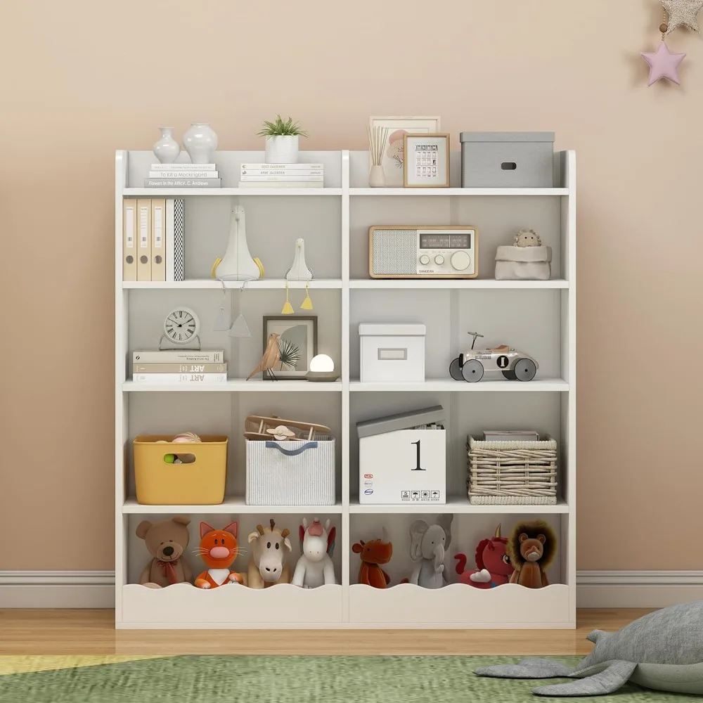 Kids Bookshelf and Toy Storage-Classroom Toy Storage Organizer with 10 Cube, Kids Bookshelf Bookcase for Living Room