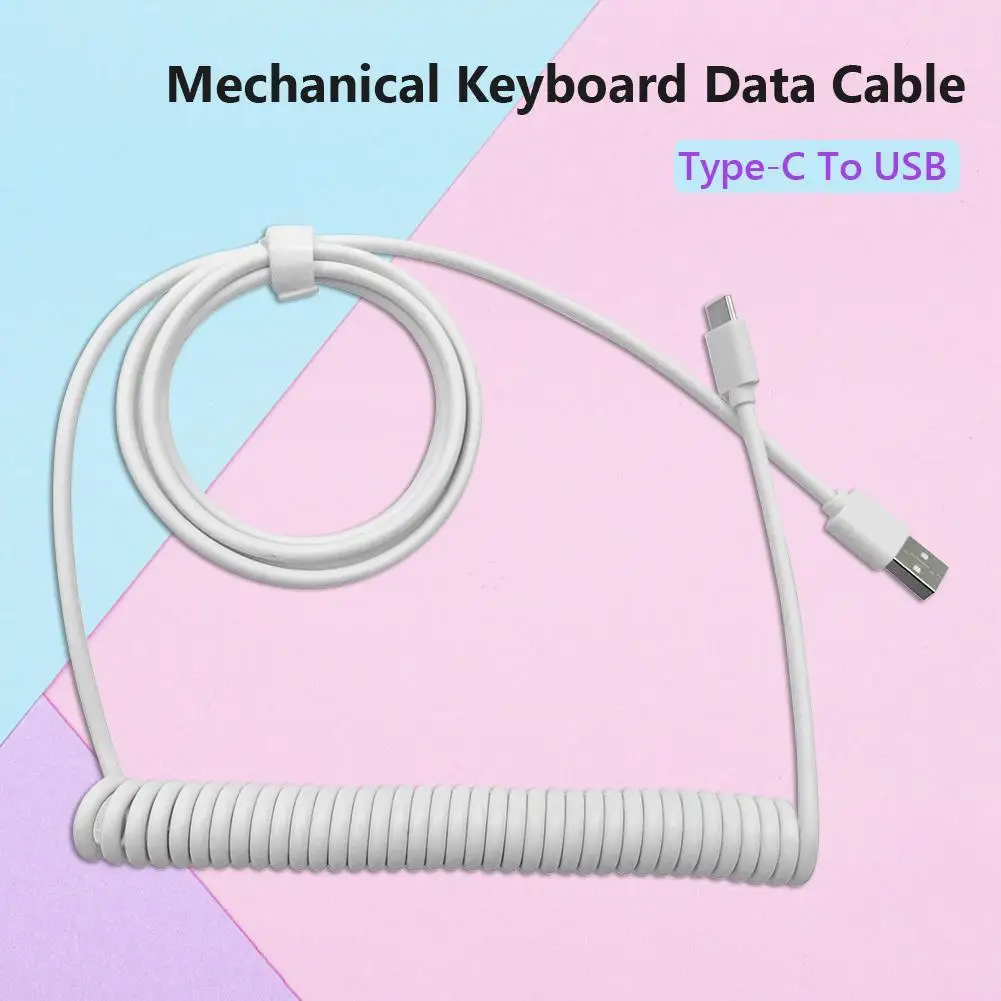 1.5m Mechanical Keyboard Data Cable Coiled Aviator Wire Type-C to USB Plug-in Cable Keyboard Accessory