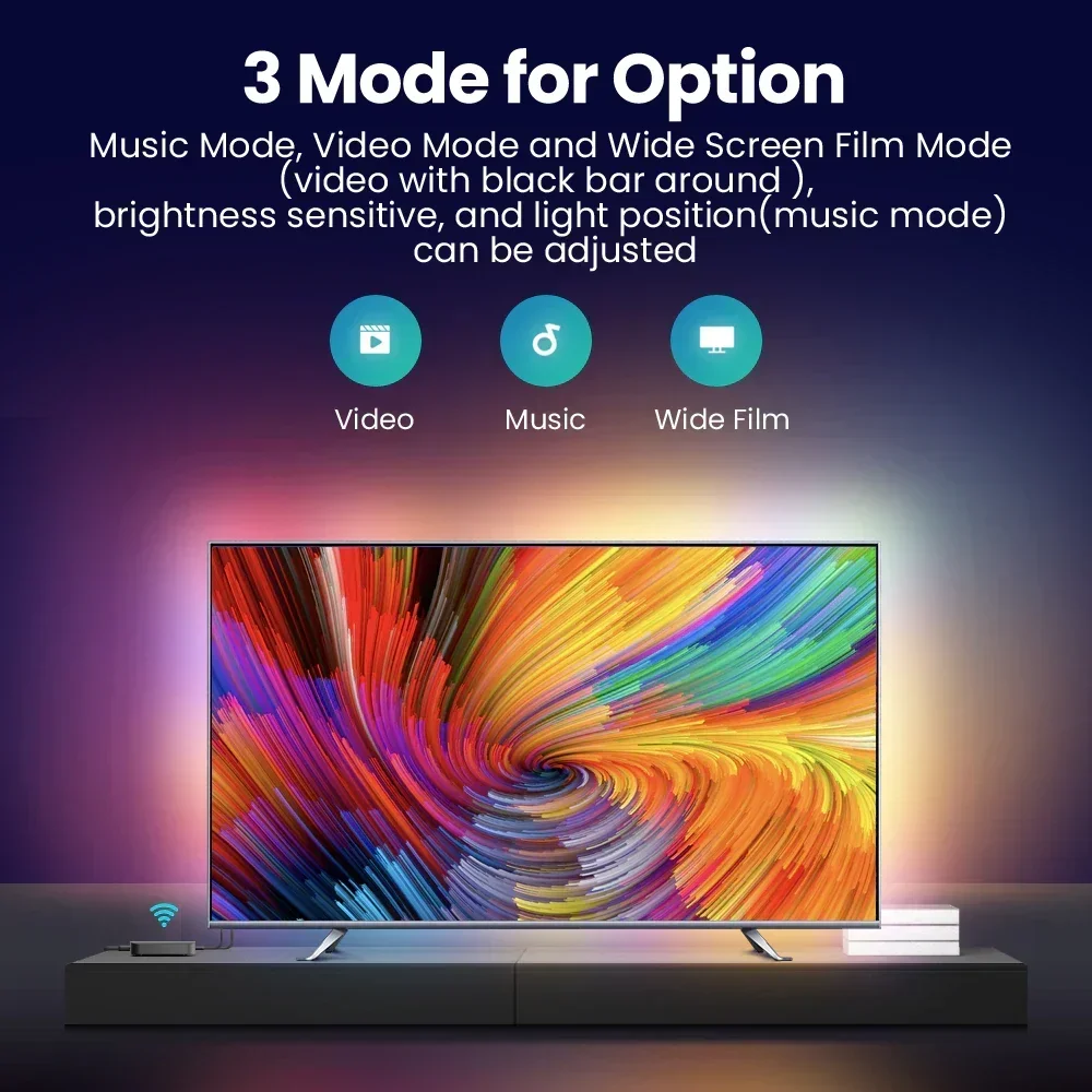 Kit de Fita Led com Modo de Ecrã de Música Retroiluminação Sync Box Rgb Hdmi tv 3577 - Imagem 5