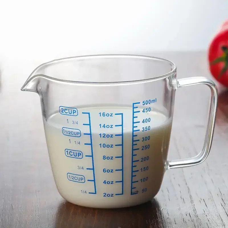 Heat Resistant Glass Cup 1PC Heat Resistant Borosilicate Glass Measuring Cup with Scale Child Milk Cup