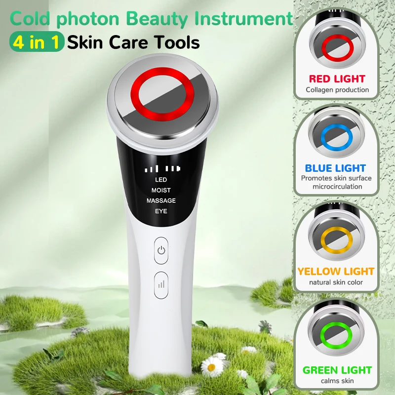 4 in 1 EMS Facial Massager LED Light Photon Vibration Skin Tightening Face Lifting Anti Wrinkle Eye Beauty Device Skin Care Tool