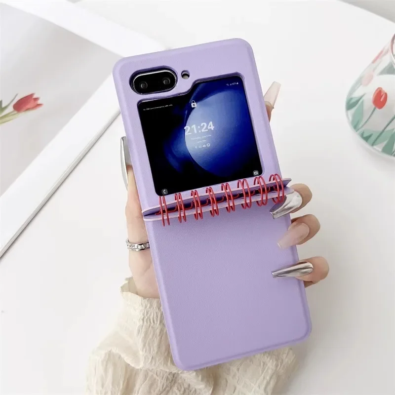 Spiral Notebook Style Leather Flip Calendar Case with Hinge Protection