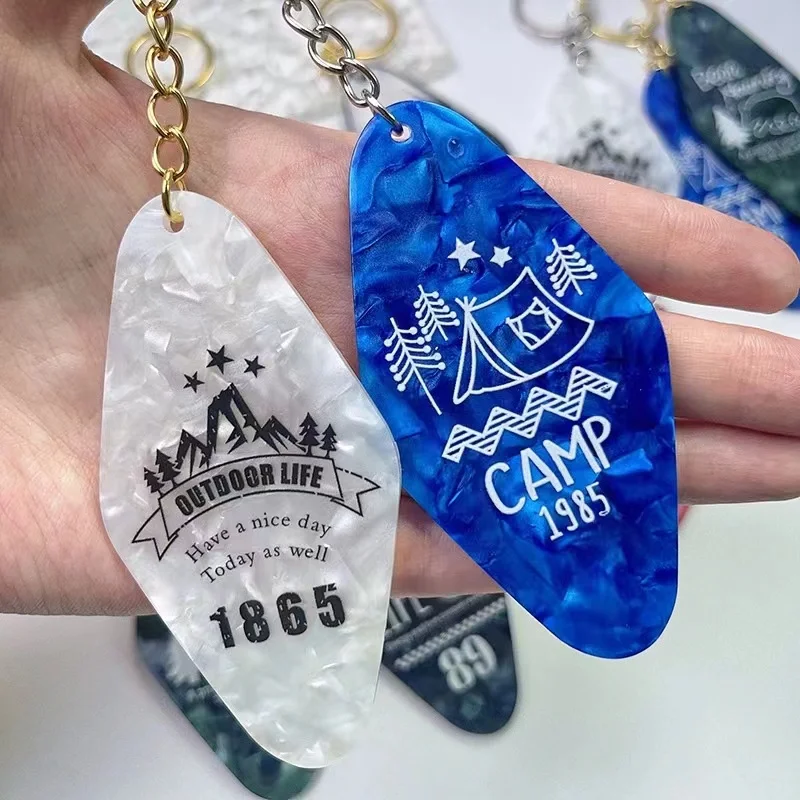 Motel Keychain Hotel Rhombus Vintage Key Tags Acrylic Crafting