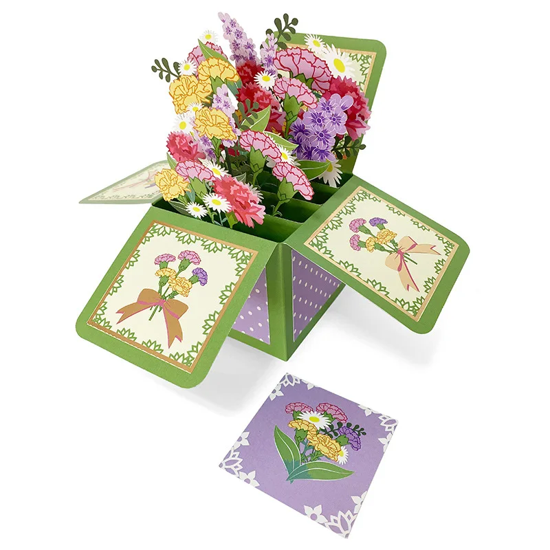 

Wedding Greeting Card Anniversary Tropical Bloom 3D Pops-up Bouquet Paper Flowers Daisy/Carnation Rose/Lily/Sunflower/Tulip