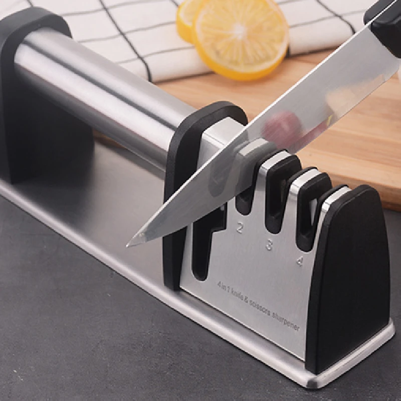4 In 1 Sharpener Kitchen Knives Blade Scissors Sharpening Stone
