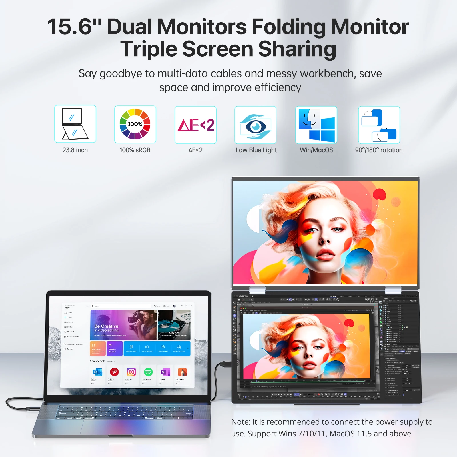 EVICIV  ޴  15.6ġ  ũ ̽  ÷ 1080P 100% sRGB USB-C HDMI Ʈ (űĵ Ŀ ) Ʈ PC Mac Windows V