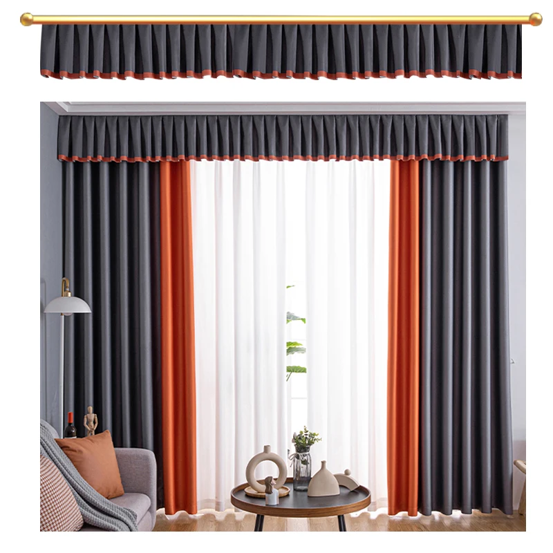 Roman Valance Curtain Chenille Window Valance European Self-adhesive DIY Curtain Swags Decorative Cloth Strip Top Shading