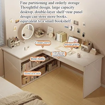 Computer desk Desktop Home bedroom Bookshelf Integrated student learning to write Corner Multifunctional office desk 2